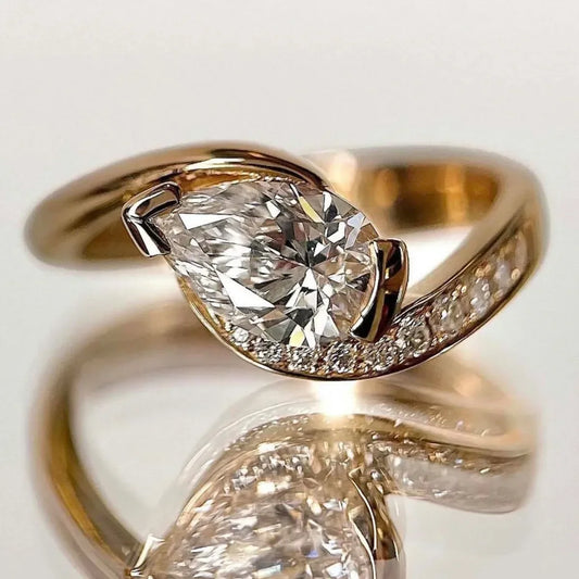 Ring Giulia - 1.5 Carat Moissanite, Curved Pavé Band Women's Ring Velanci