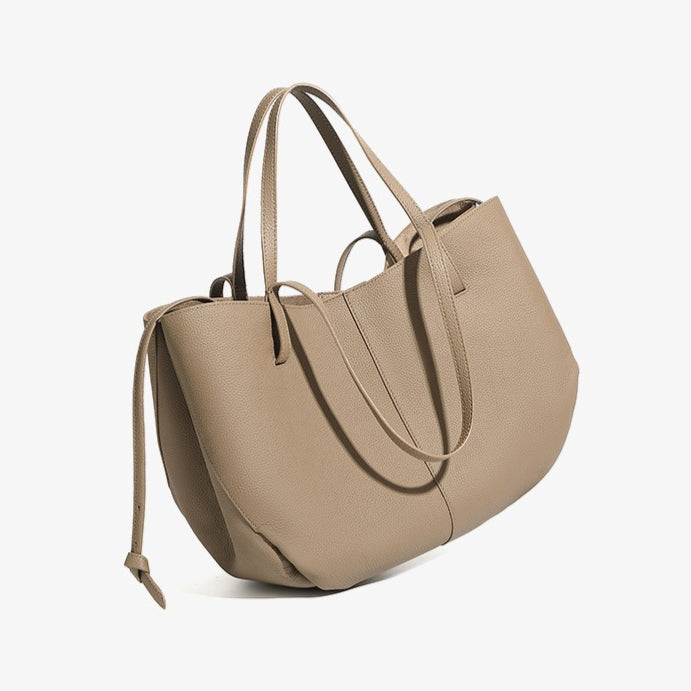 Genuine Pebbled Leather Tote Bag with Pouch - Urban Elegance Redefined