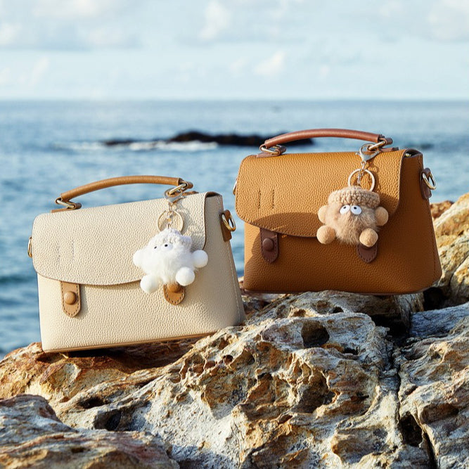 Pebbled Leather Top-Handle Bag with Cloud Charm