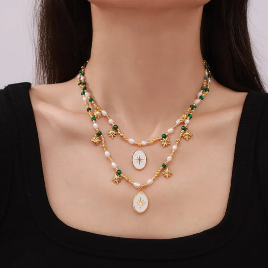 Freshwater Pearl Oval Pendant Necklace - Coastal Elegance Velanci