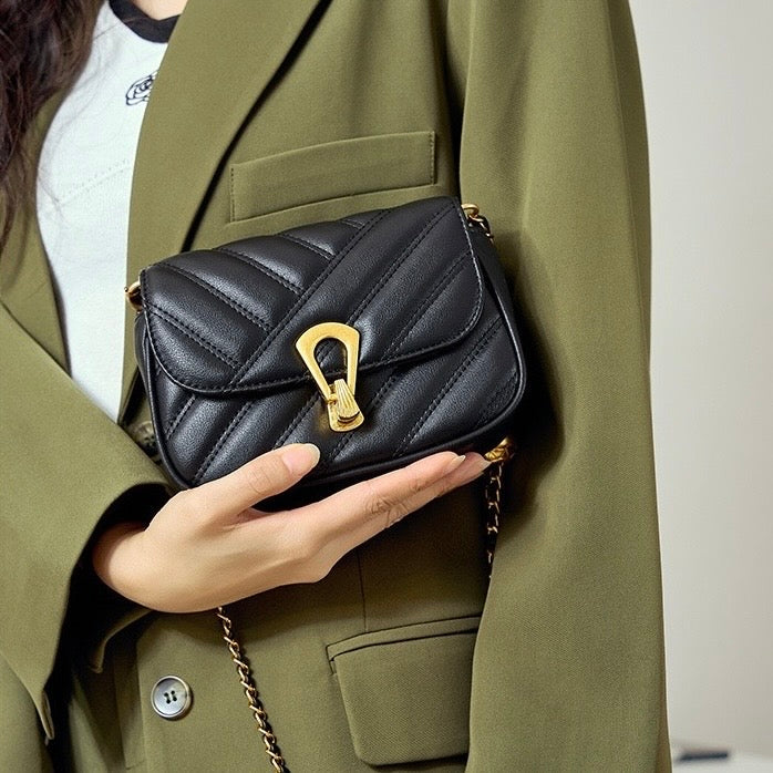 2025 Summer Luxe Genuine Leather Mini Chain Shoulder Bag