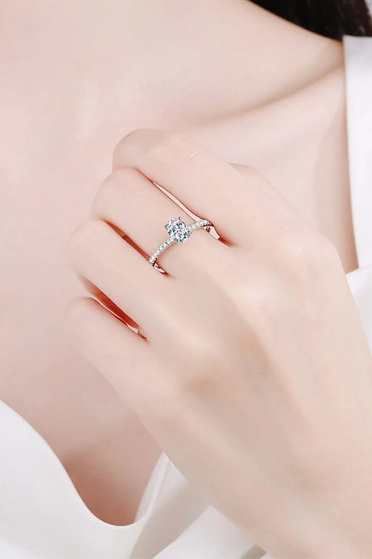 1 Carat Moissanite Silver Ring Elena - Timeless Sparkle Women's Ring Velanci