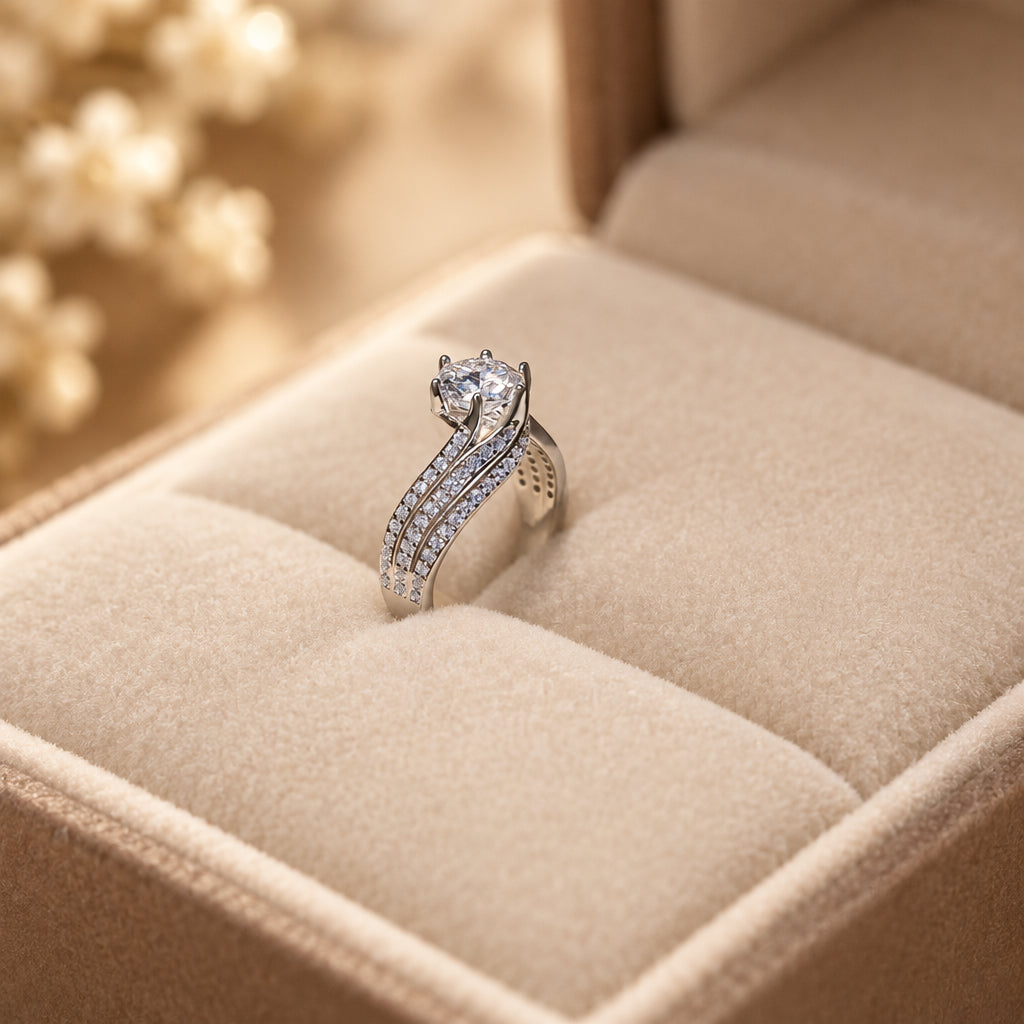 1 Carat Moissanite Ring Valentina - Coastal Brilliance Women's Ring Velanci