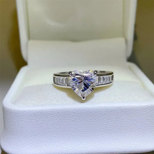 Moissanite Ring Sofia - 3-Carat Center Stone Silver Women's Ring Velanci