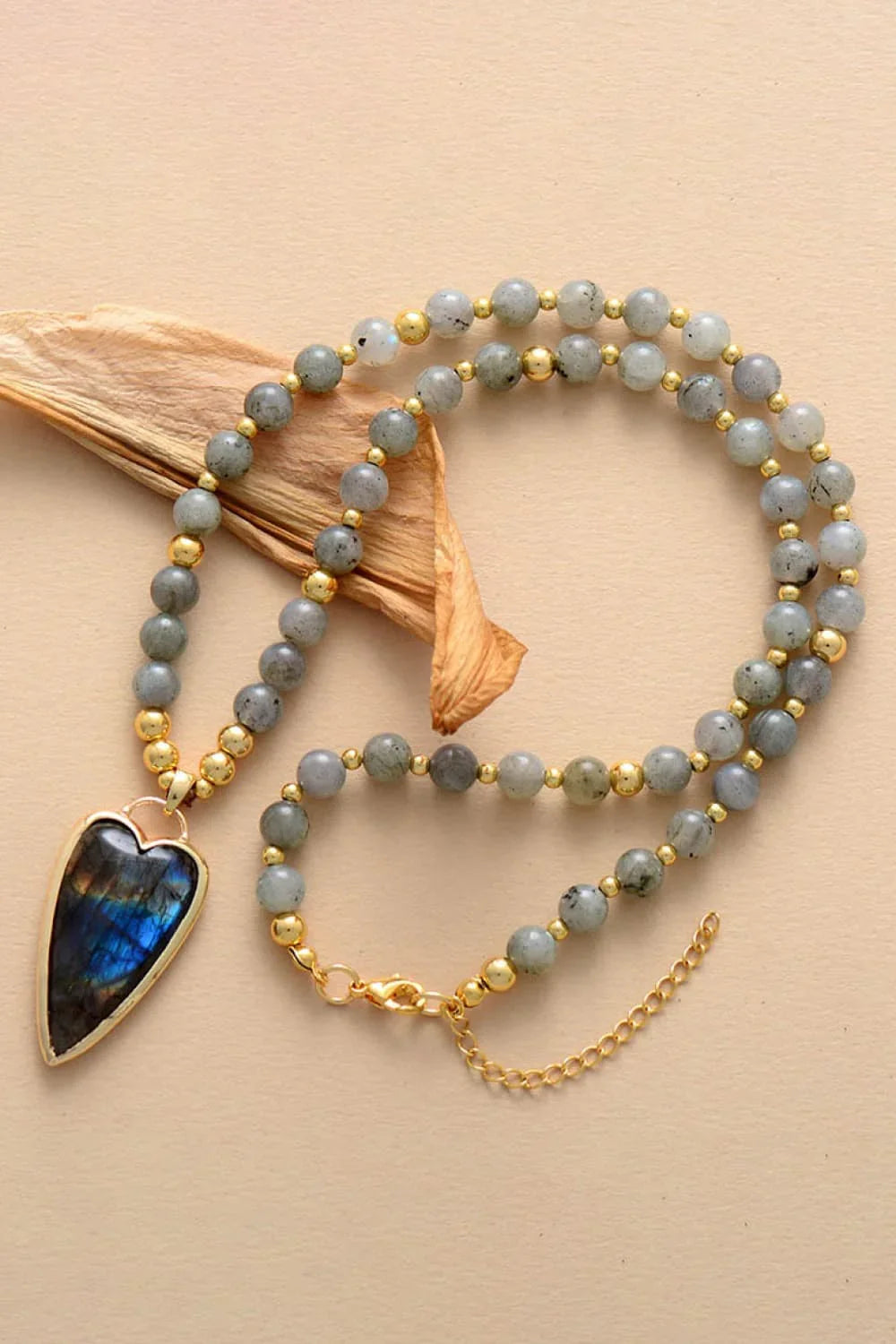 Copper-Accent Stone Bead Pendant Necklace - Coastal Charm Velanci