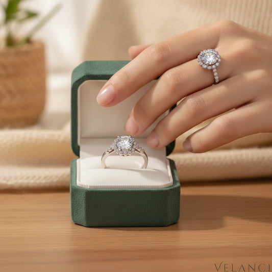 1 Carat Moissanite Halo Ring Valentina - Coastal Sparkle Women's Ring Velanci