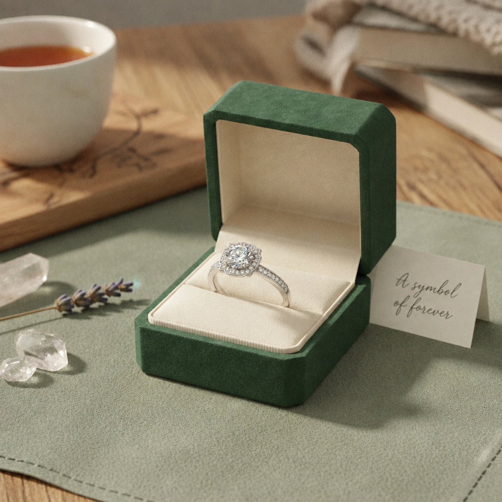 1 Carat Moissanite Ring Giulia - Halo Diamond Sparkle Women's Ring Velanci