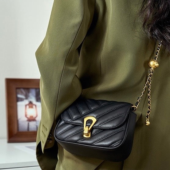 2025 Summer Luxe Genuine Leather Mini Chain Shoulder Bag