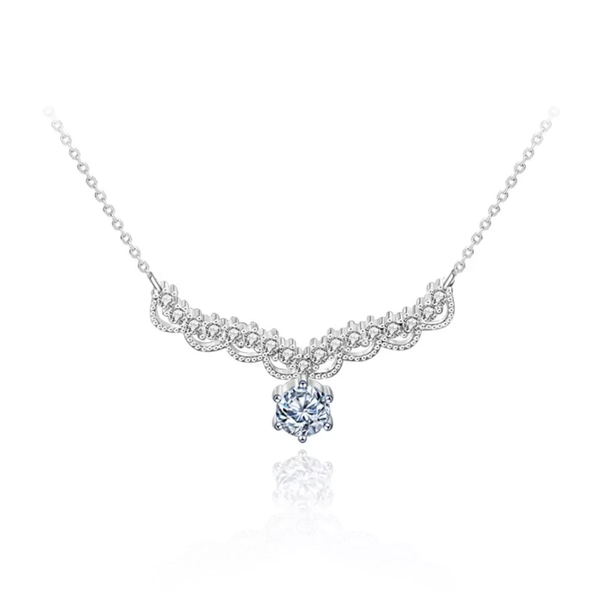 Platinum-Plated Moissanite Necklace - Delicate Sparkle Velanci