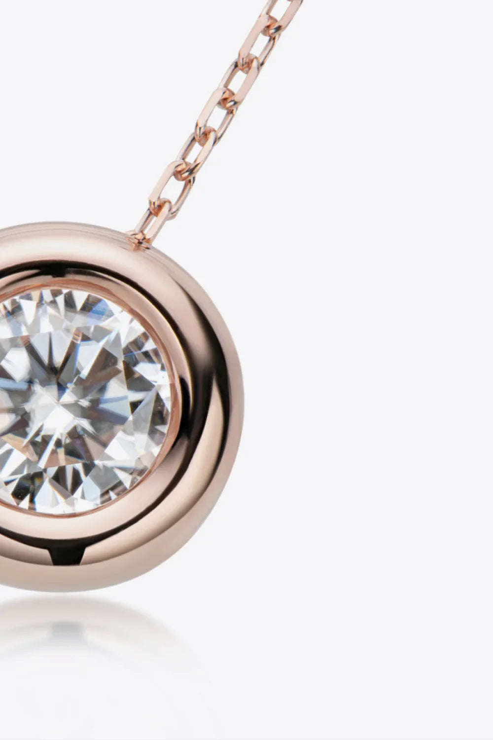 1 Carat Moissanite Pendant Necklace - Bezel Sterling Silver Velanci