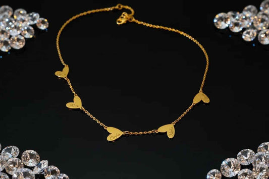 18K Gold Custom Necklace Heart Charm – Cuori Incisi Name Pendant Velanci