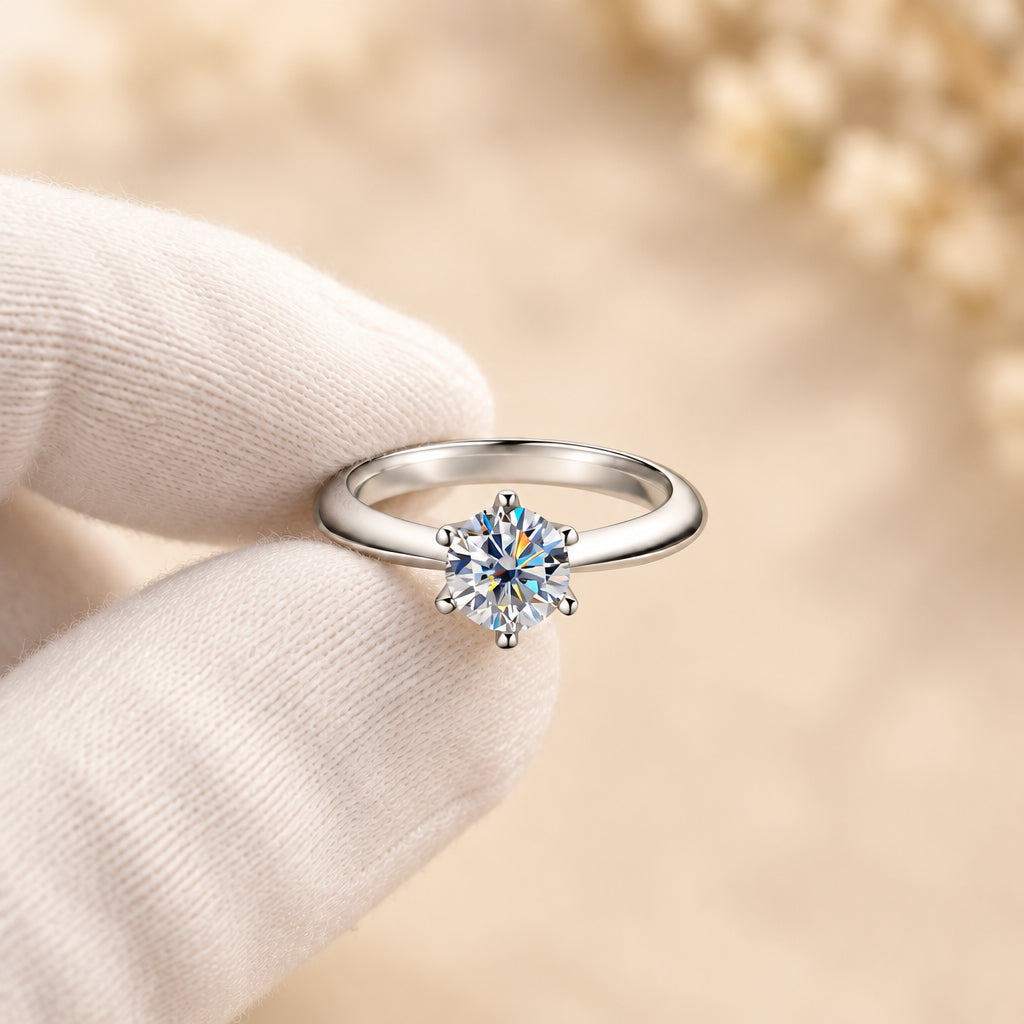 1 Carat Moissanite Ring Bianca - Sleek Minimalist Sparkle Women's Ring Velanci
