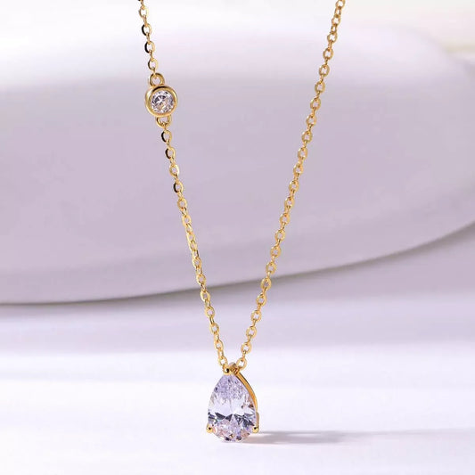 1.25 Carat Moissanite Teardrop Necklace - Sterling Silver Velanci
