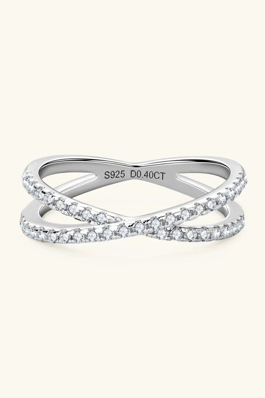 Moissanite Ring Bianca - Crisscross Sterling Silver Shine Women's Ring Velanci