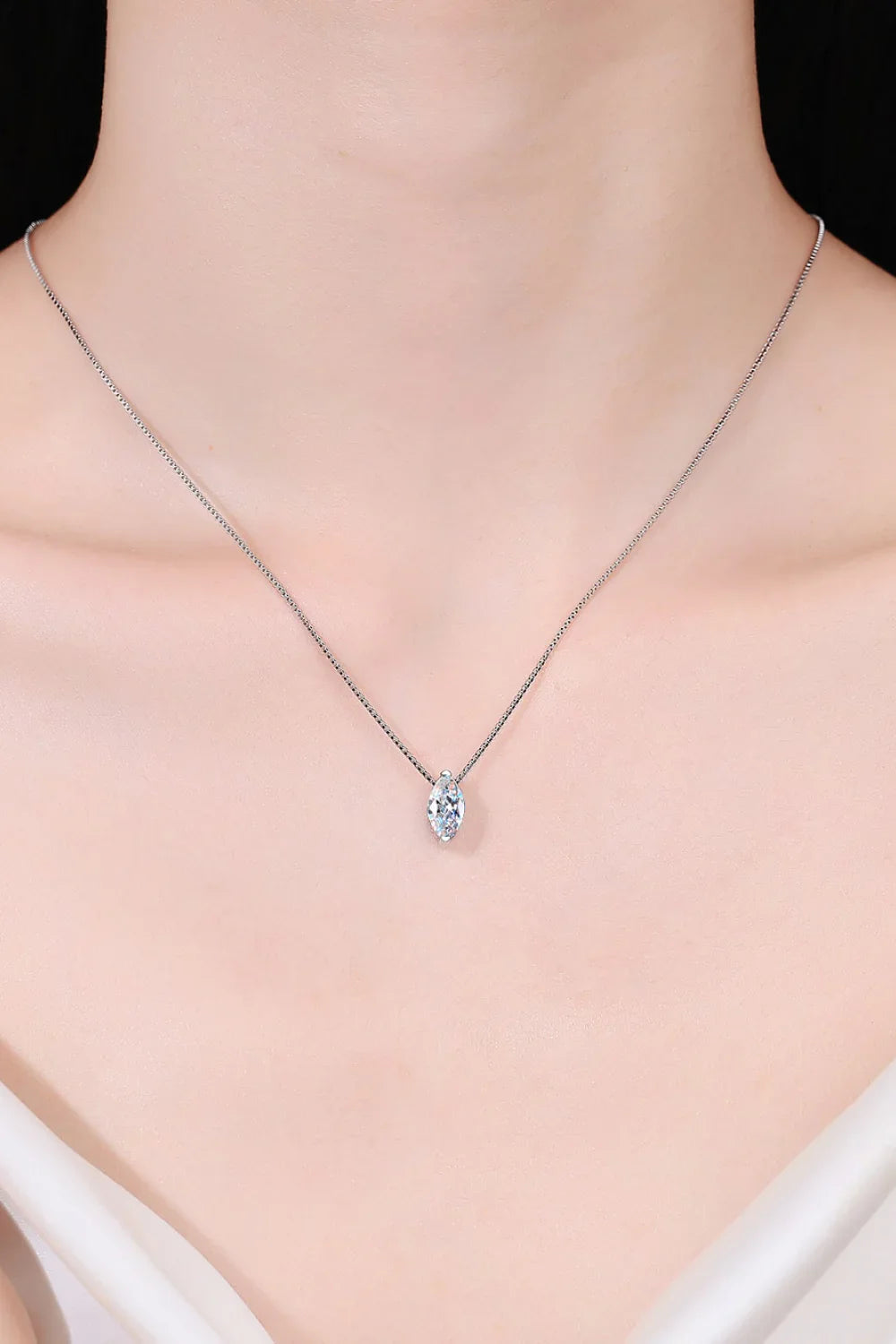 Moissanite Necklace - 1 Carat Rhodium Plated Silver Velanci