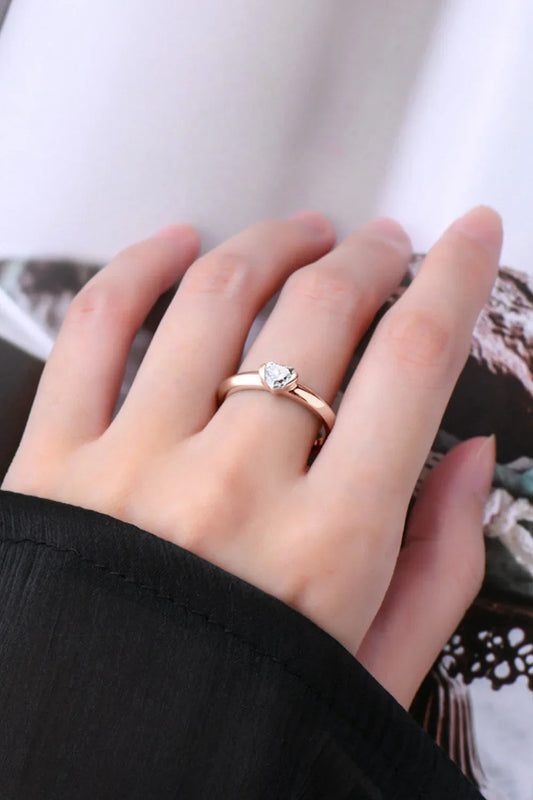 Sterling Silver Moissanite Heart Ring Giada - Sleek Design Women's Ring Velanci