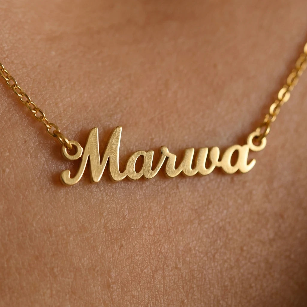 Personalized Custom Name Necklace - Engraved 18K Gold Stainless Steel Velanci