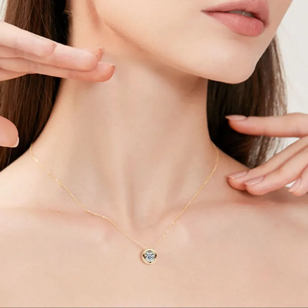 1ct Moissanite Necklace - Rose Gold Plated Silver Sparkle Velanci