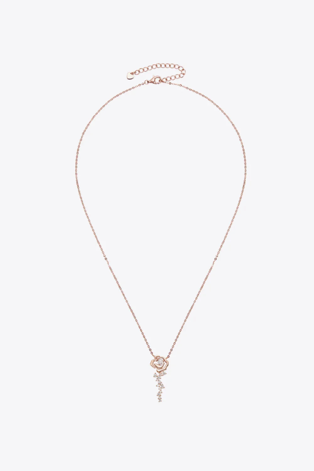 Two-Tone Silver Flower Pendant Necklace - Moissanite Velanci