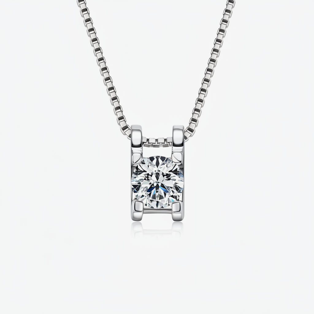 Moissanite Sterling Silver Necklace - Coastal Sparkle Velanci