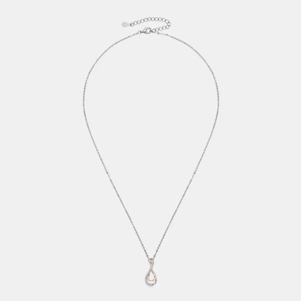 Sterling Silver Moissanite Infinity Necklace - Dainty Velanci
