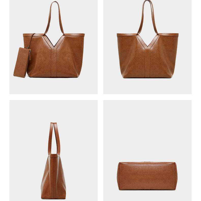 Korean Style Autumn Luxe Leather Tote Bag