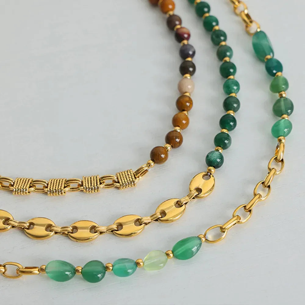 Beaded Titanium Steel Necklace - Adjustable Hypoallergenic Velanci