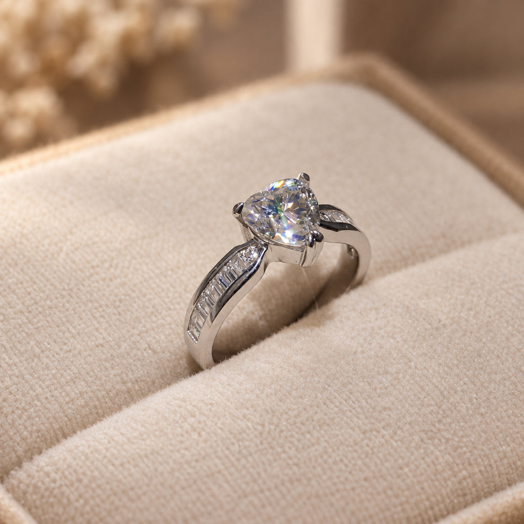 1 Carat Moissanite Sterling Silver Ring Aria - Daily Shine Women's Ring Velanci