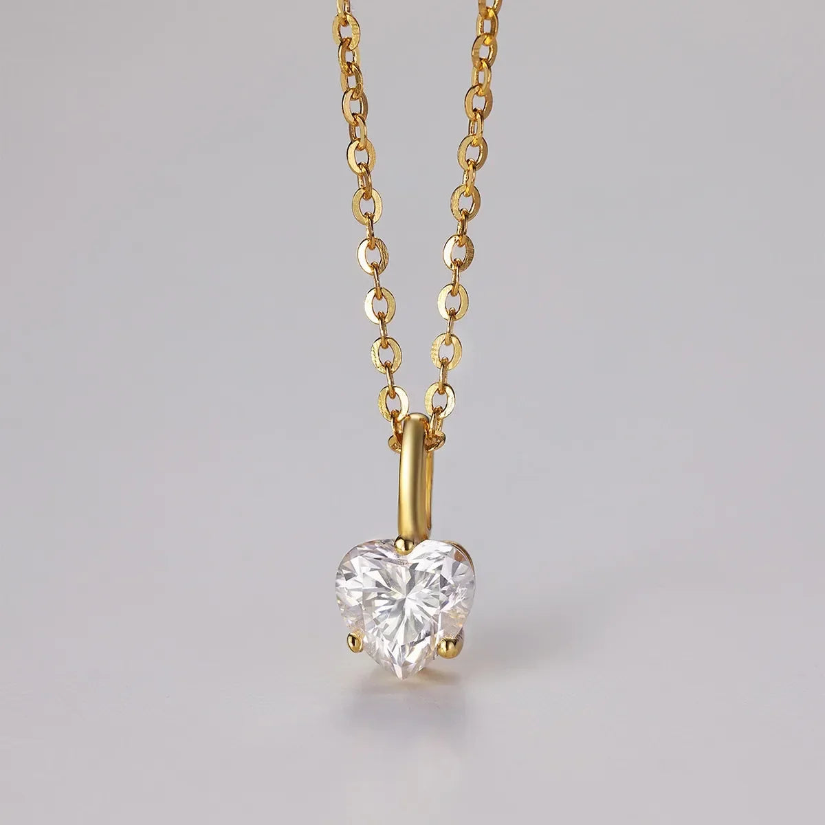 Heart-Shaped Moissanite Pendant Necklace - 18K Gold-Plated Velanci