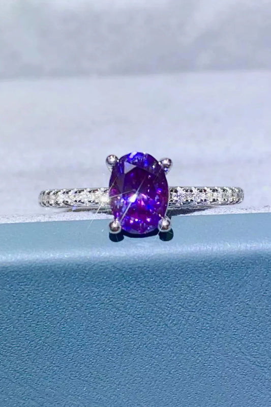 Ring Isabella - Purple Moissanite 1ct, 4-Prong Band Women's Ring Velanci