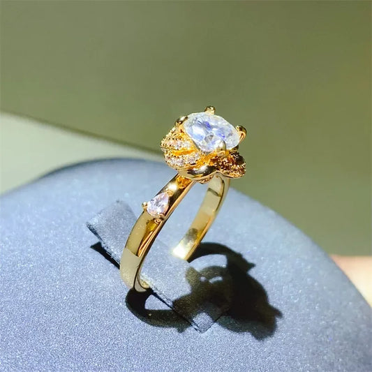 Ring Giulia - 1ct Moissanite Halo Sterling Silver Ring Women's Ring Velanci