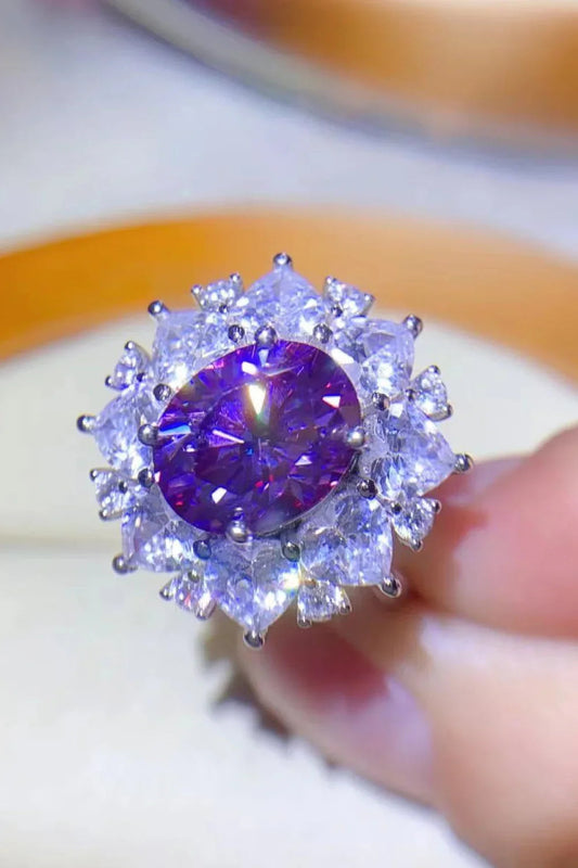 3 Carat Moissanite Platinum-Plated Ring Giulia - Halo Shine Women's Ring Velanci