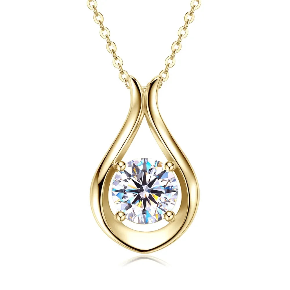 2 Carat Moissanite Necklace - Gold Plated Sterling Silver Velanci