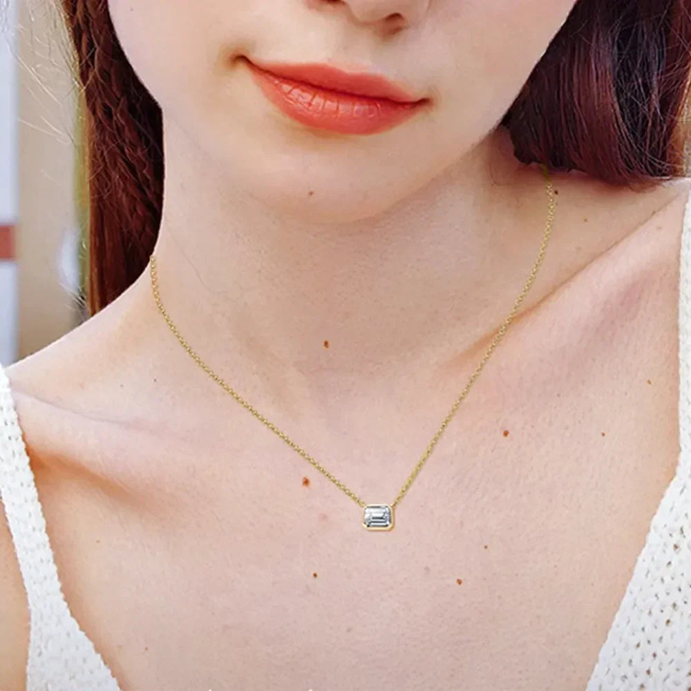 Moissanite Pendant Necklace - 1 Carat Sterling Silver Velanci