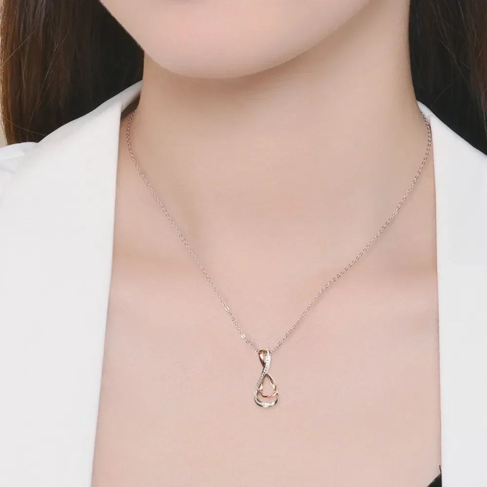 Sterling Silver Moissanite Infinity Necklace - Dainty Velanci