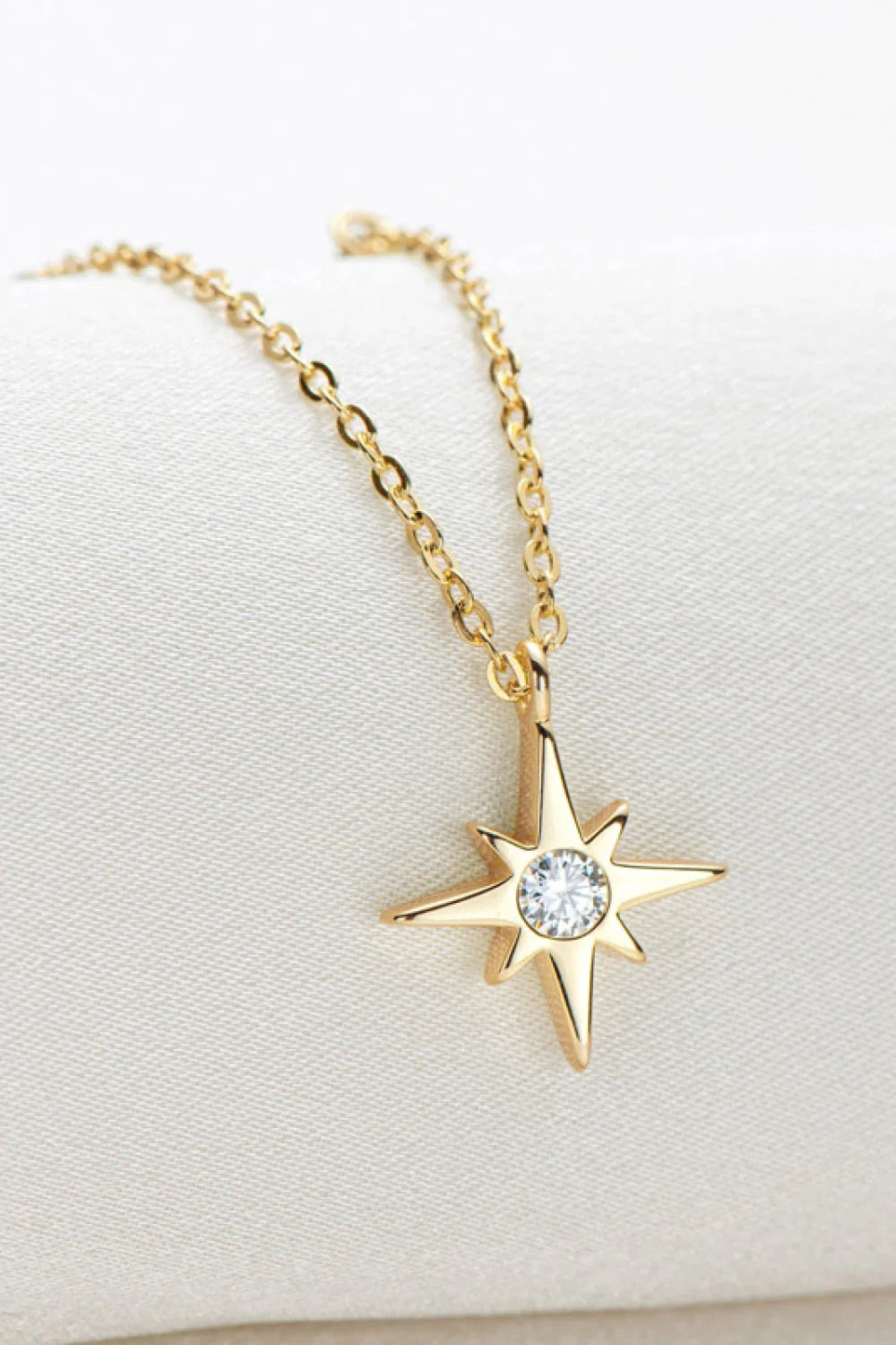 Moissanite North Star Pendant Necklace - Sterling Silver Velanci