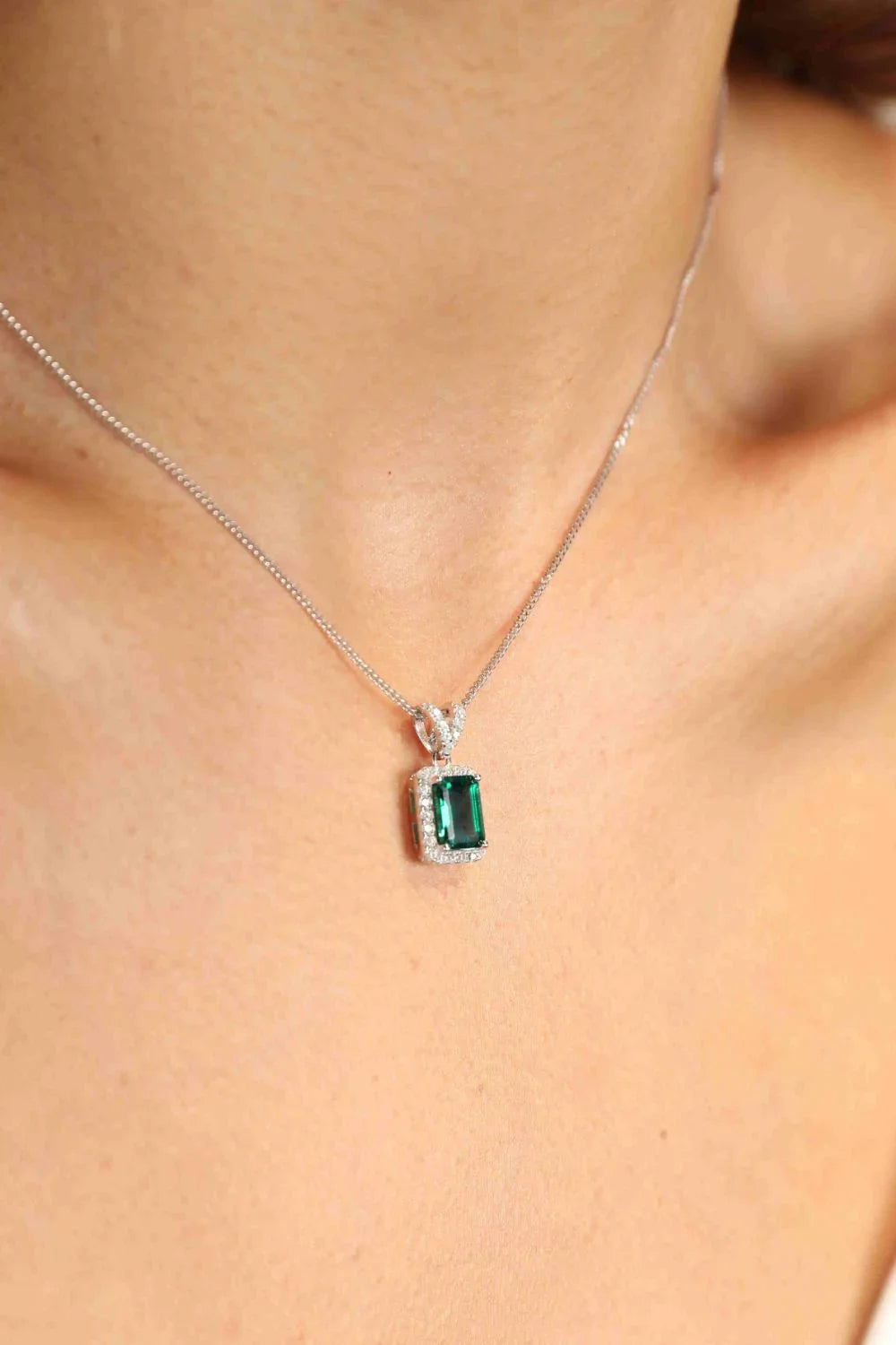 1.25 Carat Lab-Grown Emerald Pendant In Sterling Silver Velanci