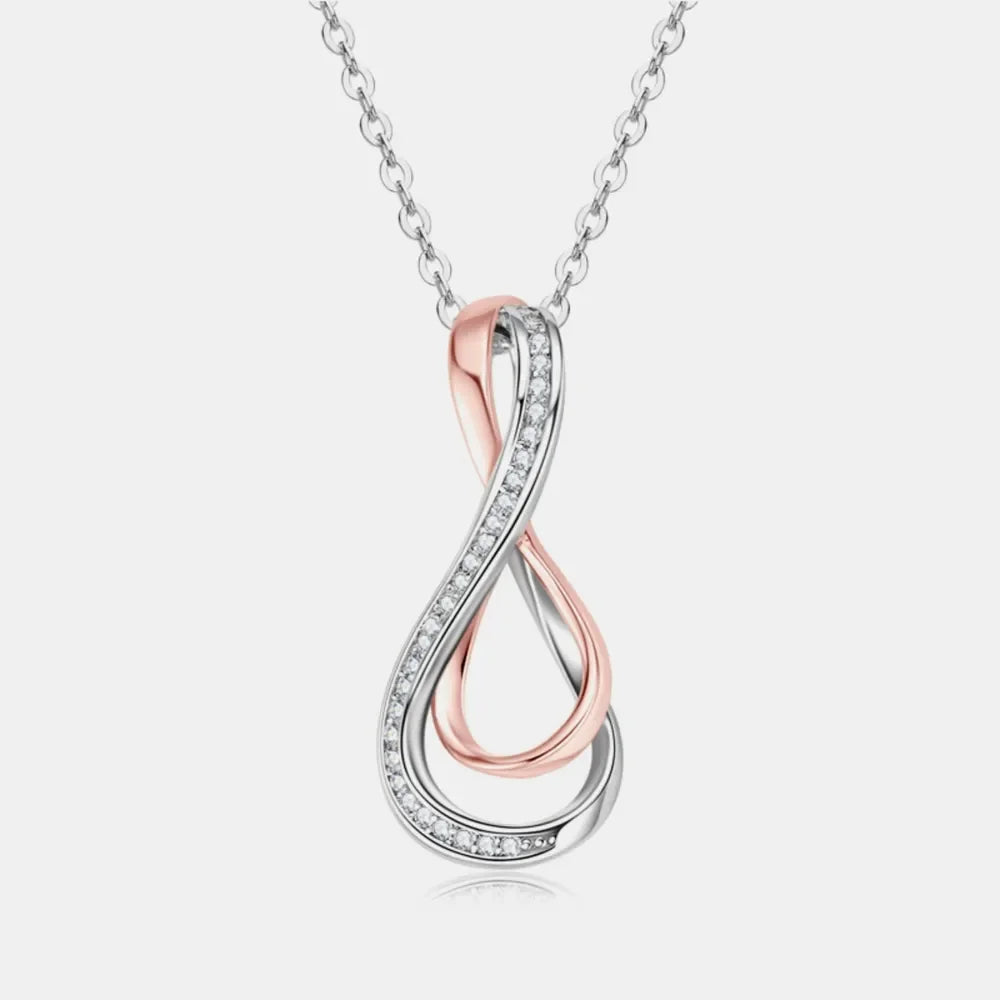 Sterling Silver Moissanite Infinity Necklace - Dainty Velanci