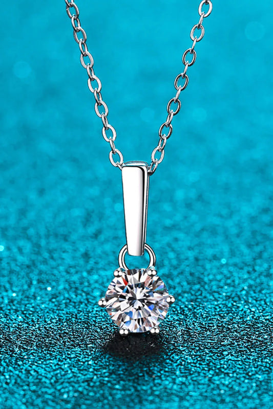 Minimalist 1 Carat Moissanite Necklace - Sterling Silver Velanci