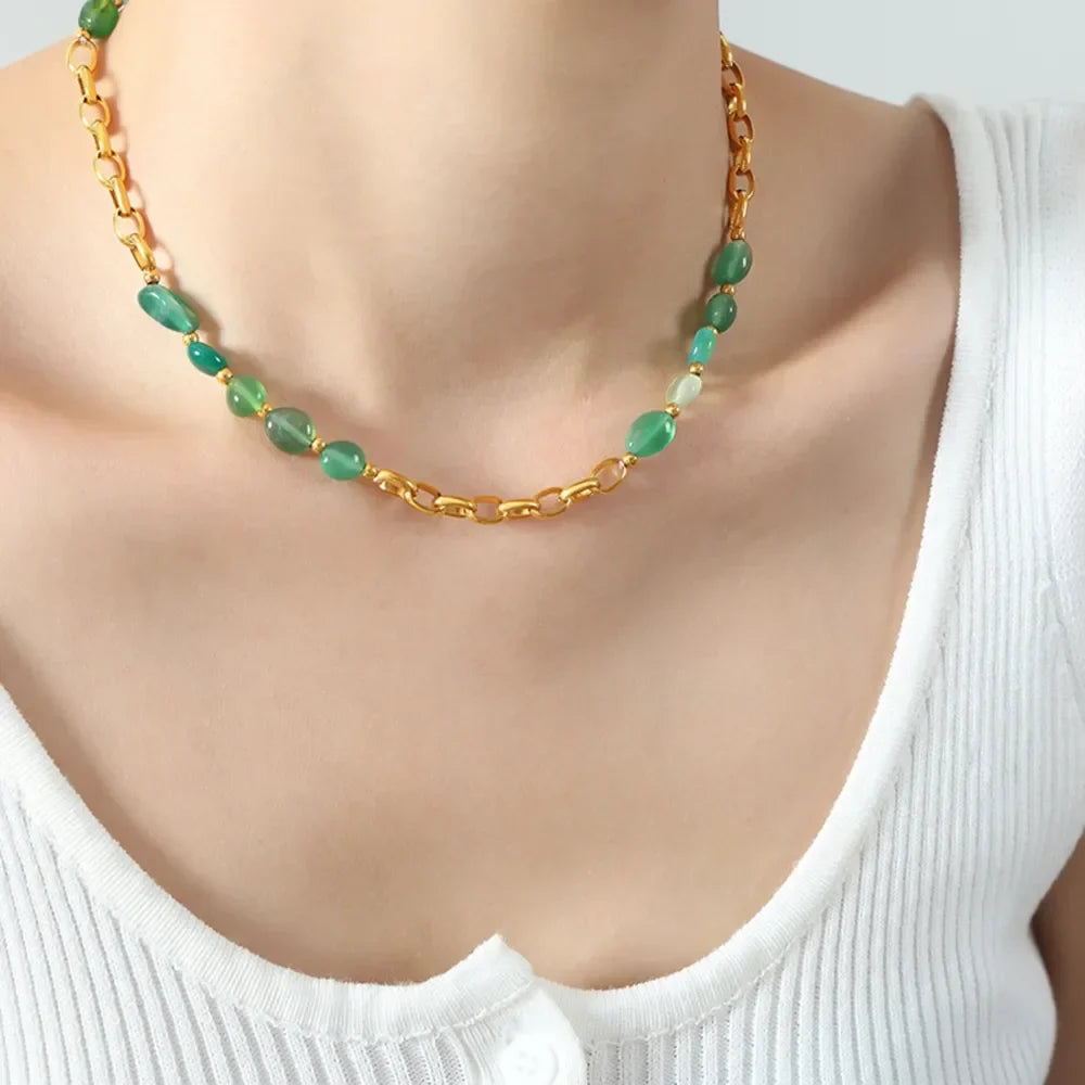 Beaded Titanium Steel Necklace - Adjustable Hypoallergenic Velanci