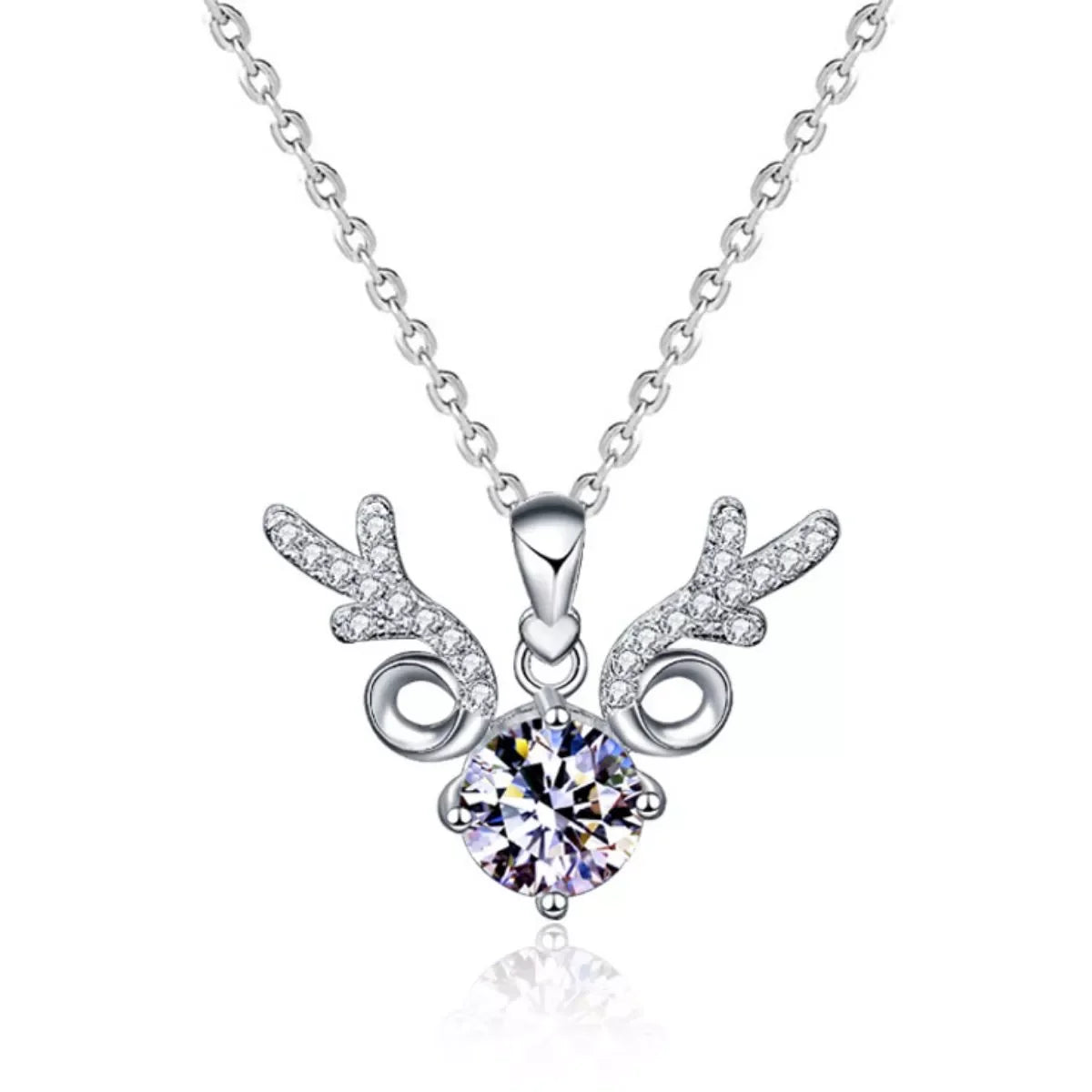 Moissanite Deer Antler Necklace - Sterling Silver Finish Velanci