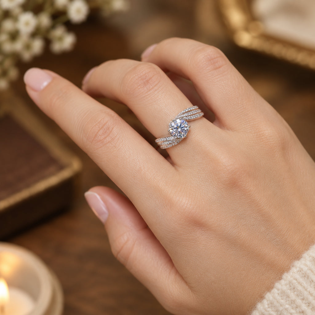 1 Carat Moissanite Ring Valentina - Coastal Brilliance Women's Ring Velanci