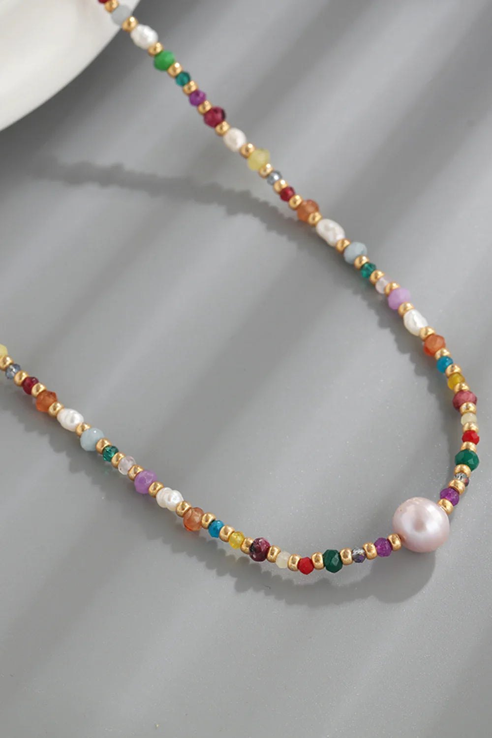 Coastal Bead Necklace - Multicolor Beads, Pearls, Crystals Velanci