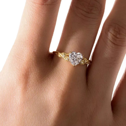 Ring Elena - 1.5ct Moissanite Heart Sterling Silver Women's Ring Velanci
