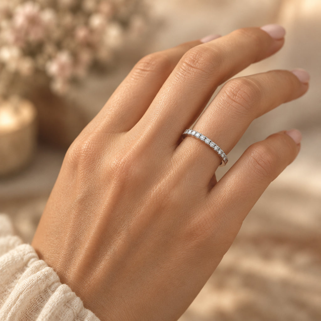 Moissanite Ring Giulia - Half-Eternity Arc Sparkle Women's Ring Velanci