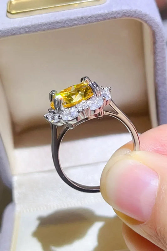 Ring Isabella - 5 Carat Yellow Moissanite Halo Sterling Women's Ring Velanci