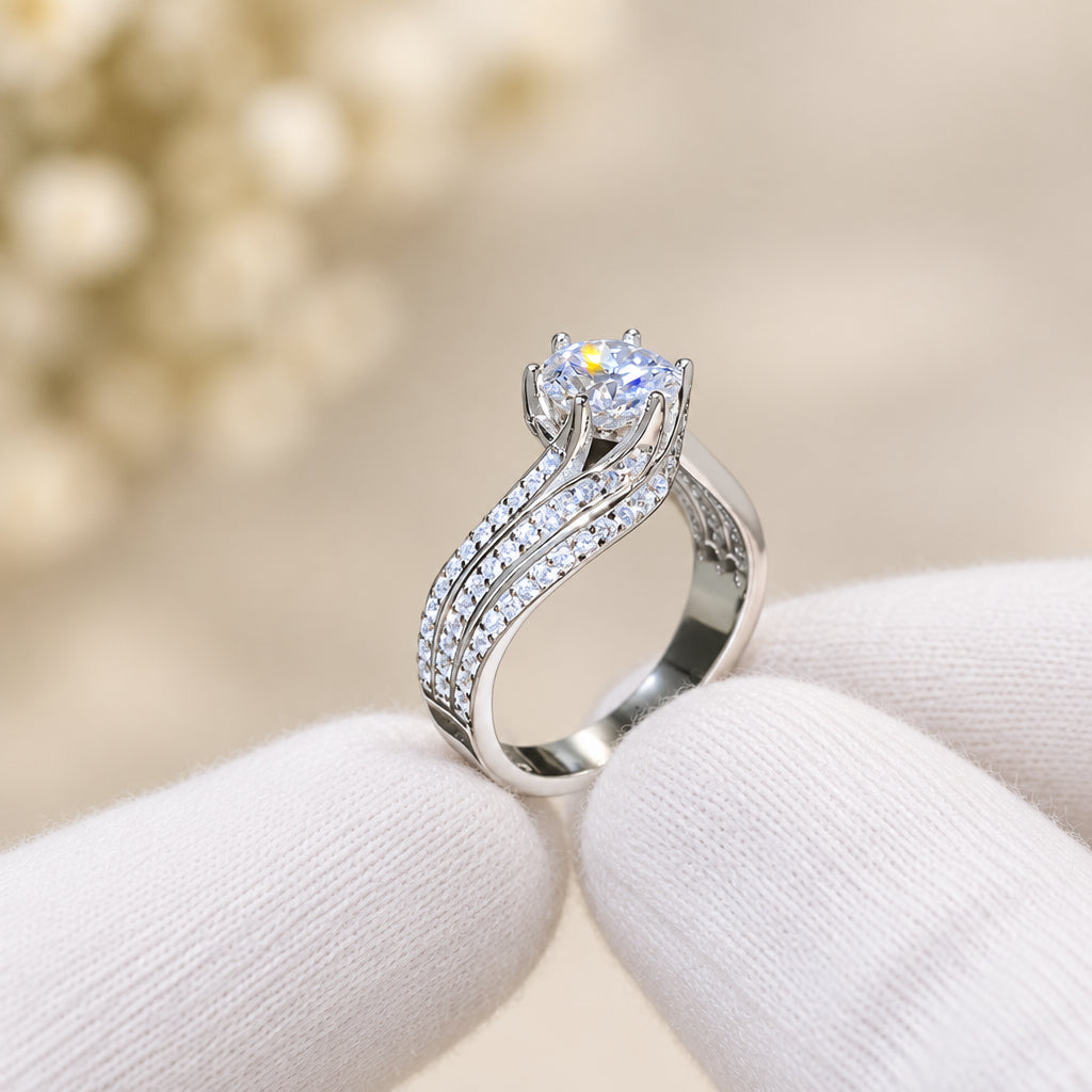 1 Carat Moissanite Ring Valentina - Coastal Brilliance Women's Ring Velanci