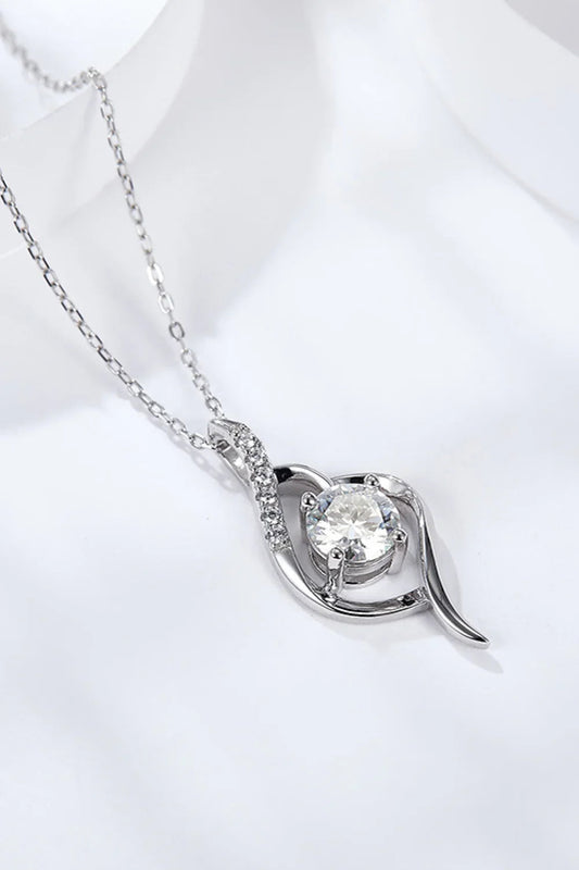 Platinum-Plated 1 Carat Moissanite Necklace - Subtle Shine Velanci