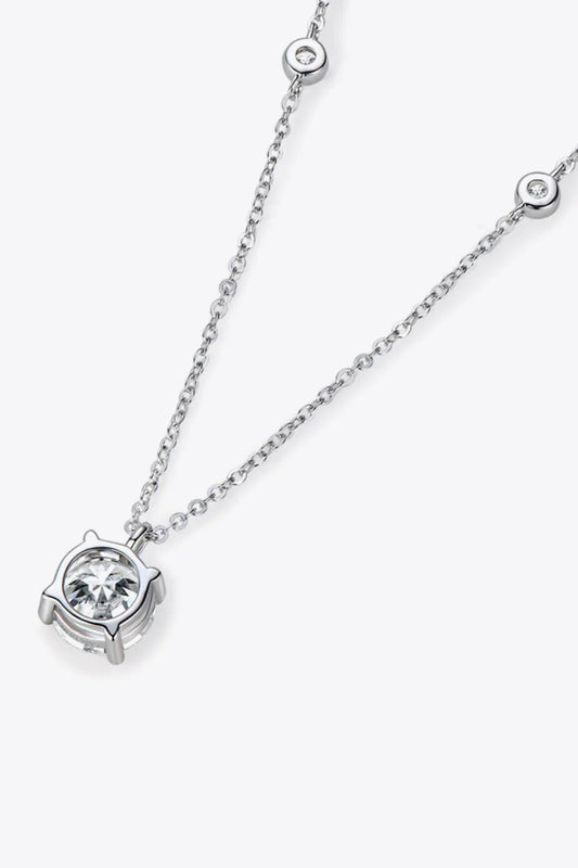 Moissanite Four-Prong Sterling Necklace - 2ct Solitaire, 18in Chain Velanci