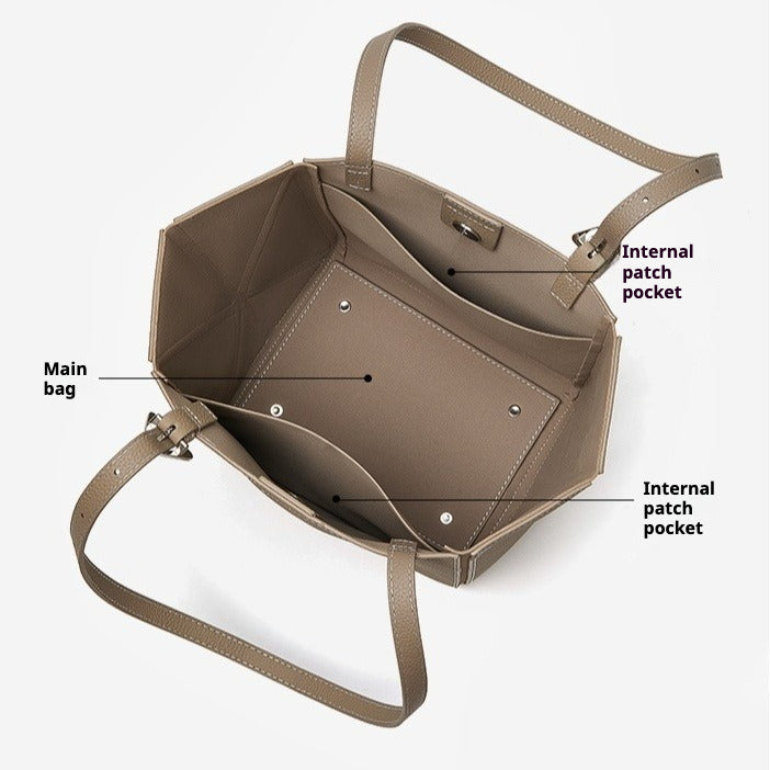 Elegant Camel Textured Leather Shoulder Tote